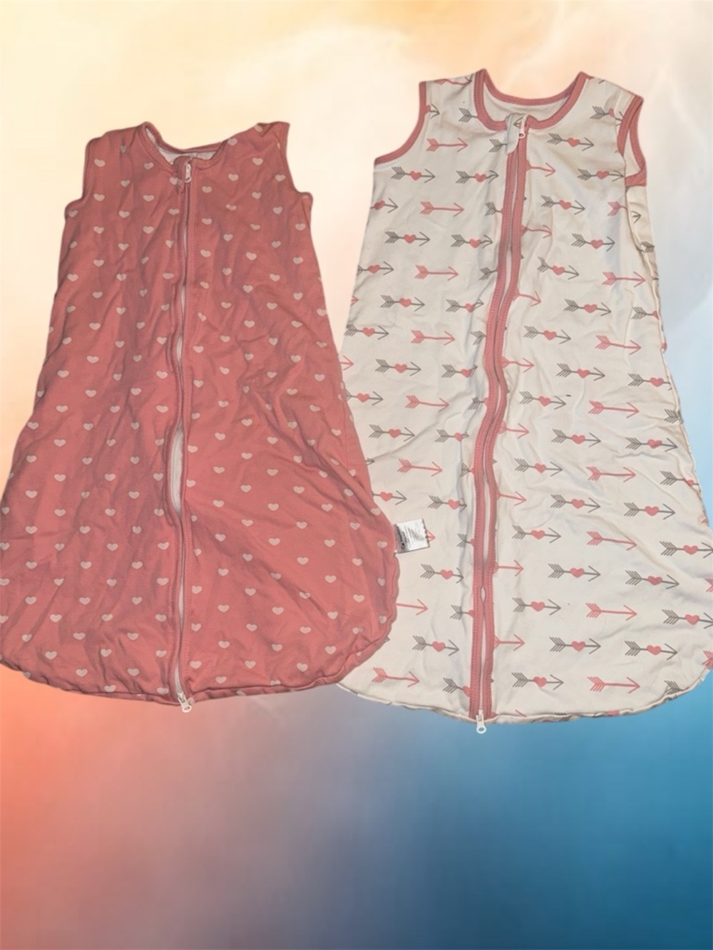 Yoofoss Kids Sleeveless Sleep Sack Pajama - Pink & White Arrow Set